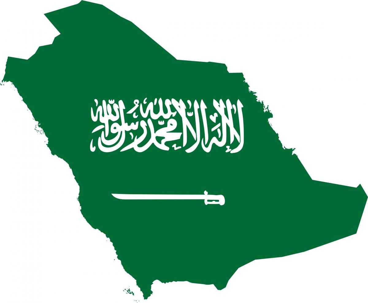Bayraq Səudiyyə Ərəbistanı xəritədə 
