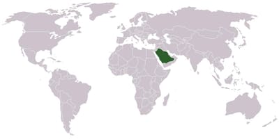 Səudiyyə Ərəbistanı dünya xəritəsində